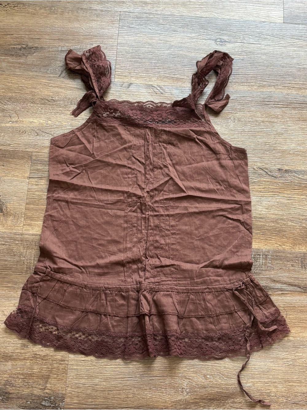 Rue 21 Y2K Women's Lace-Trim Brown Tank Top